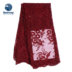 Bestway Chất lượng cao Thêu phi vải tuyn ren vải với Rhinestone - Product Image 5