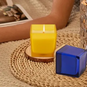 Handmade Square Filled Glass Votive Candles Jar Candles Perfect Home Decoration For Wedding