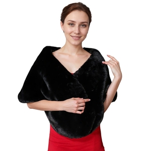 Women Elegant Faux Fur <b>Wedding</b> <b>Shawl</b> Soft Winter Warm Warp Formal Occasions Cloak for Bride Bridesmaids - Product Image 1