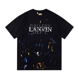 Camiseta unisex LANVIN con estampado de grafiti de tinta, colaboración de marca de moda, manga corta, estilo urbano. - Product Image 2