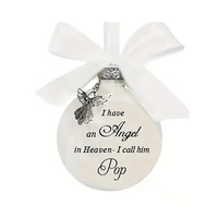 Heaven 8 cm weißer Feder-Ornament-Anhänger, Kunststoffkugel, Kreisform mit Namen von Verwandten, zum Aufhängen im Schlafzimmer, als Erinnerungsstück
