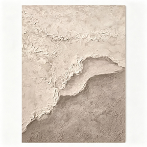 Cuadro Grande de Lona con Textura Estilo Wabi Sabi, Pintura al Óleo Impresionista de Figura en Terreno Roccioso, Decoración de Pared Pintada a Mano para Hotel de Lujo - Product Image 5