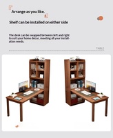 Bureau d'angle en bois durable avec bibliothèque intégrée, ensemble moderne et minimaliste pour chambre à coucher, bureau d'étude et chaise