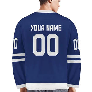 Maillots de hockey sur glace en polyester de qualité supérieure fabriqués en usine avec nom et numéro d'équipe personnalisés, tissu doux, taille adulte - Product Image 4
