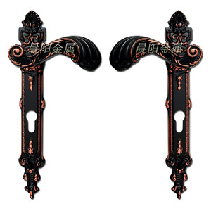 Set Moderno di Maniglia e Serratura in Alluminio <span class=keywords><strong>per</strong></span> Porte di Hotel e Ville, Design a Foglia in Rame Rosso Resistente <span class=keywords><strong>per</strong></span> Mano Destra - Product Image 4