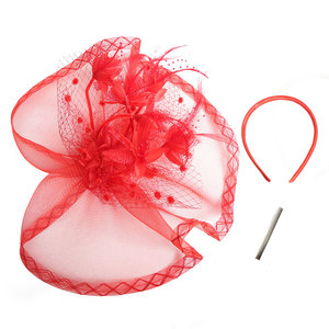 Coiffe de mariée en plumes pour performance scénique et séance <span class=keywords><strong>photo</strong></span>, voile vintage avec nœud floral, modèle ZQ3001, emballée individuellement - Product Image 5