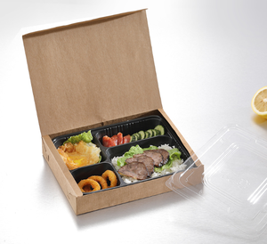 Caixa de papel do cartão descartável da caixa do almoço do cartão da embutir recipiente do papel do alimento com bandeja plástica interna - Product Image 3