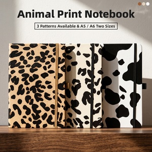 Quaderno A5 con logo personalizzato, stampa leopardata, copertina rigida in similpelle PU, elastico, righe spesse, regalo per studenti, vendita all'ingrosso. - Product Image 6