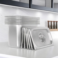Approvisionnement d'usine En Acier Inoxydable 201 Matériel Bord Roulé Plateau Profond Conteneur De Service Alimentaire Gn Pan Chauffage Pot Service De Restauration