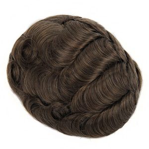 TOPUNIQUE TUM02 Right-Handed Men's Lace Front Wig 6" Fine Mono Top Poly <strong>Gauze</strong> Scalloped Hairline Indian Remy Virgin Human Deep - Product Image 4
