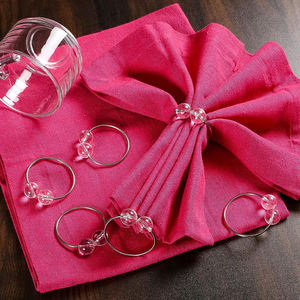 Serviettes jetables brodées en lin 100% élégantes de haute qualité faites à la main pour mariages couleur pêche et taille personnalisables - Product Image 4