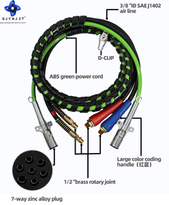 ABS cavo e linee d'aria per collegare trattore e rimorchi camion 15 ft <span class=keywords><strong>3</strong></span> in 1 tubo del freno pneumatico - Product Image 5