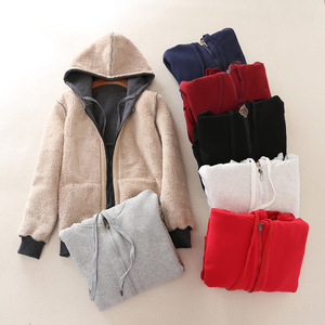 Wholesale Custom <strong>Womens</strong> Hooded Jacket Coat Casual Zip up Thick <strong>Sherpa</strong> <strong>Lined</strong> Fleece Winter Warm <strong>Hoodie</strong> - Product Image 6