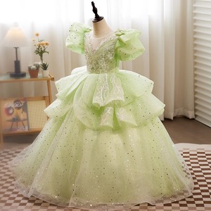 S1998R New <b>Mint</b> Green fairy Puff Sleeve Fresh Princess <b>Dress</b> Birthday fairy Flower Girl <b>Dress</b> - Product Image 3