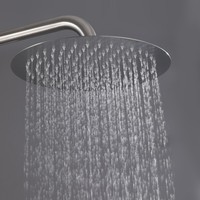 Ensemble de douche moderne minimaliste en acier inoxydable brossé noir mat pour extérieur, mitigeur chaud-froid à poignée unique, colonne de douche