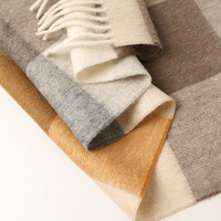 Écharpe en laine 100% laine longue pour femme, motif à carreaux, hiver, franges, accessoire de mode, chaude, douce, légère, cadeau élégant, confortable