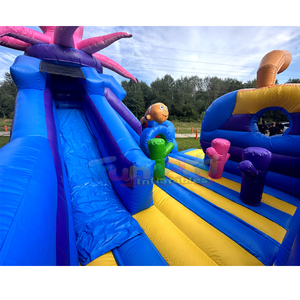 Castillo inflable comercial para niños, con tobogán, diseño de océano y mundo submarino. - Product Image 4