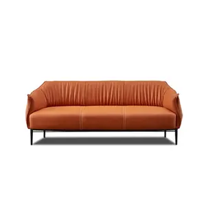 Großhandel orange leder sofa und sofa-Einfacher Stil orange Büro und Wohnzimmer breite Loves eats dreisitziges Sofa