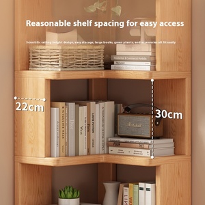 Armoire de rangement moderne en bois massif avec étagères d'angle Bibliothèque intégrée au sol et murale - Product Image 5
