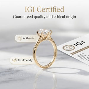 Bague de fiançailles classique à six griffes en or jaune 14 carats avec <span class=keywords><strong>diamant</strong></span> de laboratoire de <span class=keywords><strong>3</strong></span> carats pour femme, taille brillant rond, certification IGI HUACAN - Product Image 4