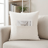 Housse de coussin carrée de luxe 40x40 en lin vierge avec poche pour sublimation personnalisée
