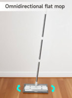 Serpillère plate réutilisable Realida pour nettoyage humide et sec, avec poignée d'essorage par aspiration, pour le nettoyage domestique, serpillère plate carrée lavable