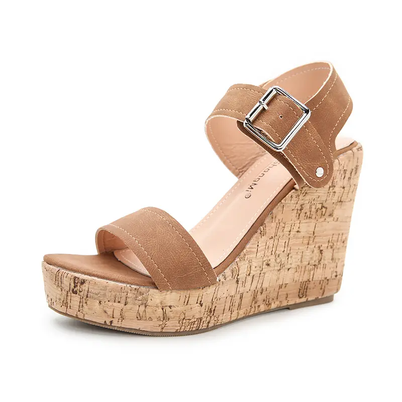 Bayan Espadrilles takozlar yay Platform sandaletler açık ayak bileği kayışı yaz elbisesi topuklu sevimli ayakkabı