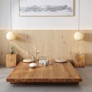 Wabi Sabi Natural Solid Wood Tatami <b>Bed</b> <b>Frame</b> Thick Slab <b>Low</b> Platform Floor <b>Bed</b> Minimalist Japanese Style No Headboard <b>Bed</b> Base - Product Image 3
