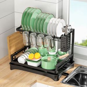 <b>Kitchen</b> Shelf Rack Drying Drain Stainless Steel Over the Sink Dish Drying <b>Storage</b> Rack 2 Tier Dish Rack for <b>Kitchen</b> - Product Image 1