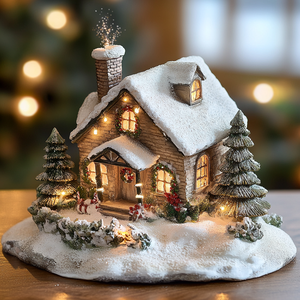 2025ใหม่เครื่องประดับคริสต์มาสภูมิทัศน์ขนาดเล็กเรืองแสงหิมะตกแต่งบ้านของขวัญคริสต์มาสเรซิ่นบ้านหลังเล็ก - Product Image 2