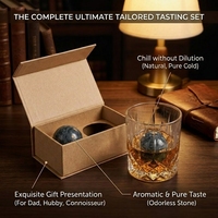 SHUNSTONE personnalisé 4.5cm boule de pierre de whisky outils de barre de granit de qualité alimentaire naturel refroidissement boule de whisky de vin dans une boîte en papier élégante