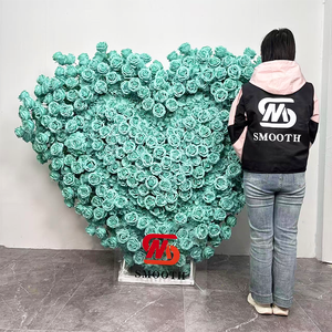 Handmade Smooth Silk Artificial Heart Shape Backdrop Floral Arrangement Centerpiece <b>Arch</b> <b>for</b> Valentine's Day Event Decor Soft - Product Image 5