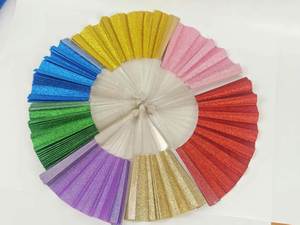 23cm Shinny Plastic Folding <b>Hand</b> <b>Fan</b> with Sparkling Sequins Bulk Wholesale for Festivals and Proms Crafted Products - Product Image 6