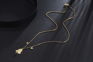 Collar de oro amarillo de 18 quilates Cadena de hilo clásica de árbol de Navidad con tachuelas de diamantes diarias personalizadas con piedra principal de perla - Product Image 2