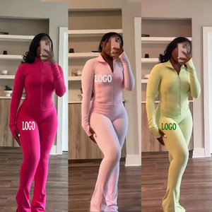 Bộ đồ tập thể thao nữ <span class=keywords><strong>2</strong></span> mảnh, quần jogger và áo khoác yoga, quần ống loe, bộ đồ mặc nhà - Product Image 2