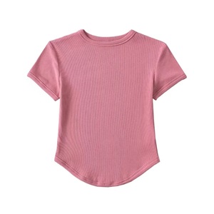 Round Neck Curved Hem Short <b>T</b>-Shirt Tops Women's Slim Threaded Tight Short Sleeve <b>T</b>-Shirt Fashion - Product Image 6