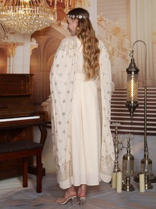 Robe faite à la main Abaya respirante haut de gamme perlée conception de longueur de plancher pour la fête ou le mariage-commande minimum 2 pièces - Product Image 4