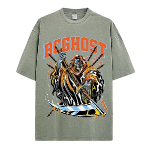 เสื้อยืดคอตตอน 100% สไตล์วินเทจแบบซักพิเศษสำหรับผู้ชาย ระบายอากาศได้ดี ทรงโอเวอร์ไซส์ สตรีทแวร์ - Product Image 3