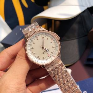 Montre mécanique de luxe pour homme en acier inoxydable de haute qualité, cadran en nacre et diamants, style Breitling - Product Image 2