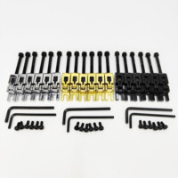6 Pieces Set Electric Guitar Double Tremolo Bridge Under String Bar Vibrato System Tension Plate String Guide Pegs Zinc Alloy