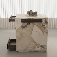 Table d'appoint de salle à manger Pandora Light Luxury, îlot amovible, armoire séparée, panneau en pierre personnalisable, bar de cuisine intégré