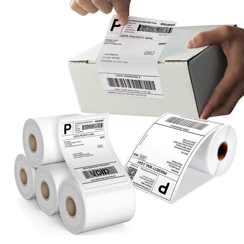 4 "x 6" bianco impermeabile perforato diretta indirizzo termico adesivo di spedizione stampante termica compatibile ventilatore pieghevole 4x6 etichetta