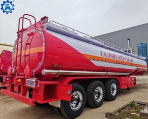 รถกึ่งพ่วงถังน้ำมันเชื้อเพลิงสีแดง3แกนรถเทรลเลอร์45000L รถบรรทุกน้ำมันสองล้อ - Product Image 3