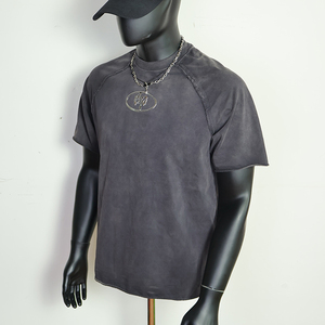 Doger Custom Heavyweight 100% algodón Sun Faded Drop Shoulder camiseta de gran tamaño Streetwear 300 Gsm Vintage hombres ácido lavado camiseta - Product Image 1