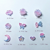 Breloques lumineuses pour ongles en forme de rose, lune, étoile, cœur, aurore, papillon, décorations pour ongles, breloques Y2K, pièces de manucure DIY