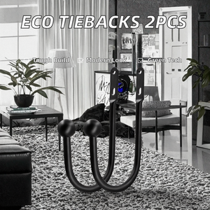 Attaches de rideaux rectangulaires en métal à fixation murale, style Art Déco, anti-rouille, crochets de maintien, accessoires écologiques - Product Image 2