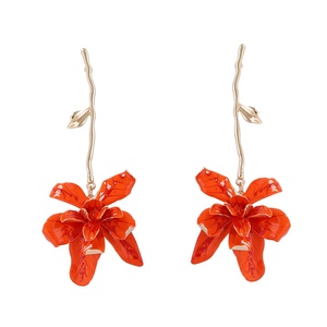 Trendy Metal Flower <strong>Stem</strong>-Shaped <strong>Earrings</strong> Cross-Border Exaggerated Fashion for Women Elegant Party - Product Image 5