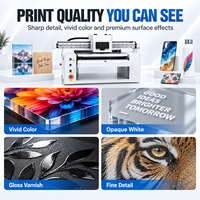 Printer UV Flatbed 6090 600x900mm A1 Printer LED UV Epson XP600 I3200 Head 23cm Tinggi CMYK+W+V untuk Kaca Akrilik Kayu Logam