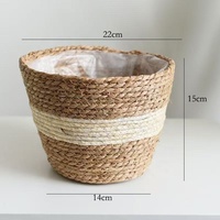 Grand panier à plantes en plastique PE tissé, moderne, écologique et durable, pour l'extérieur/l'intérieur, pot de fleurs