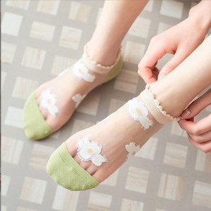Glass Silk <strong>Socks</strong> in the Cylinder Flower Fashion Stockings Spring and Summer <strong>Transparent</strong> Thin Silk Stockings Wholesale - Product Image 3